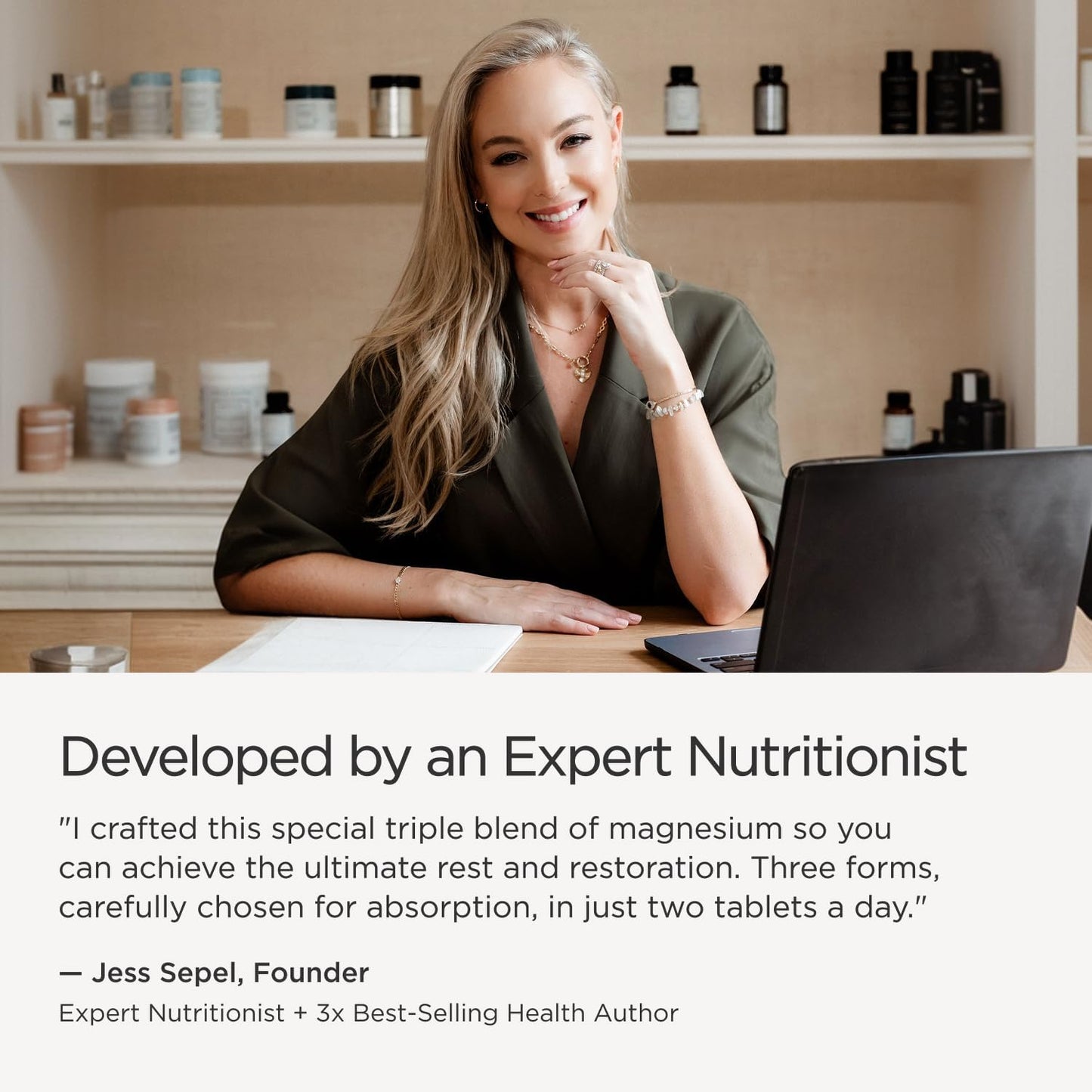 JSHealth Magnesium Supplement for Sleep. 400mg Triple-Form Glycinate | Made with Citrate, Amino Acid Chelate Developed By Nutritionist Jessica Sepel