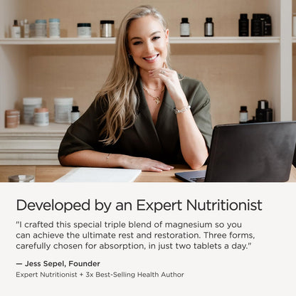 JSHealth Magnesium Supplement for Sleep. 400mg Triple-Form Glycinate | Made with Citrate, Amino Acid Chelate Developed By Nutritionist Jessica Sepel