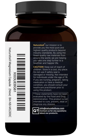 Magnesium Complex 400mg, 300 Capsules | Glycinate, Citrate | Chelated & Purified | Bone, Heart & Digestion Support | Non-GMO