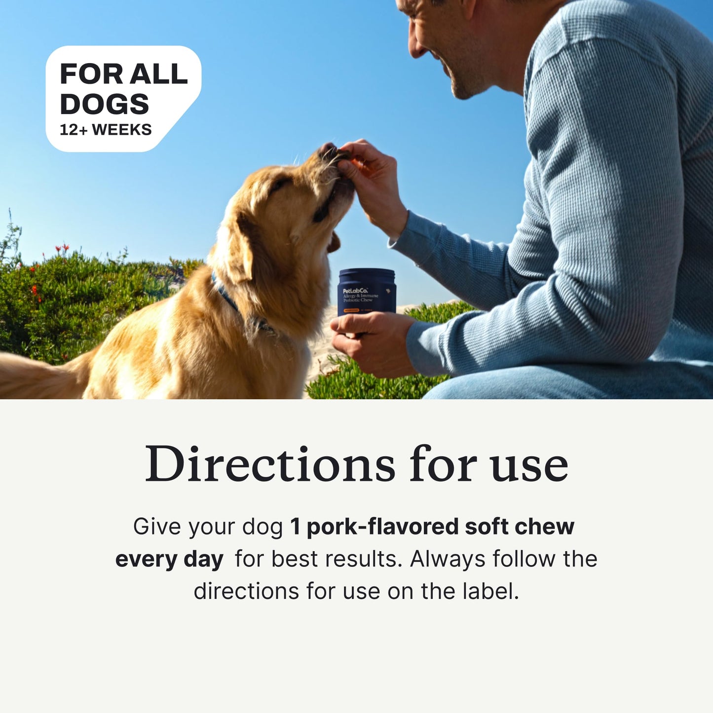 PetLab Co. Allergy & Immune Probiotic Chews, 30 Soft Chews, Small Dogs | Size-specific omega-3s, colostrum and prebiotics to support yeast balance, skin health and immune function