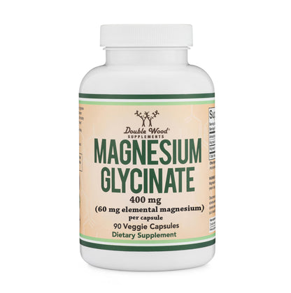 Magnesium Glycinate 400mg | 180 Capsules | Sleep, Muscle, & Heart Support | Vegan, Third Party Tested, Gluten Free, Non-GMO, by Double Wood Supplements
