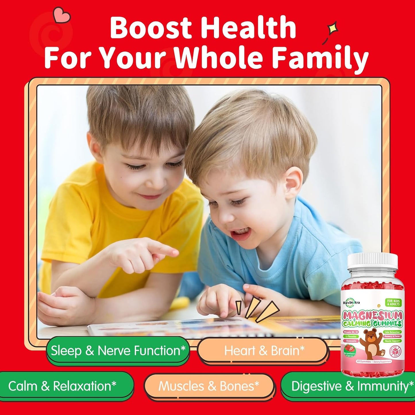 2 Pack Magnesium Gummies for Kids & Adults- Magnesium Glycinate