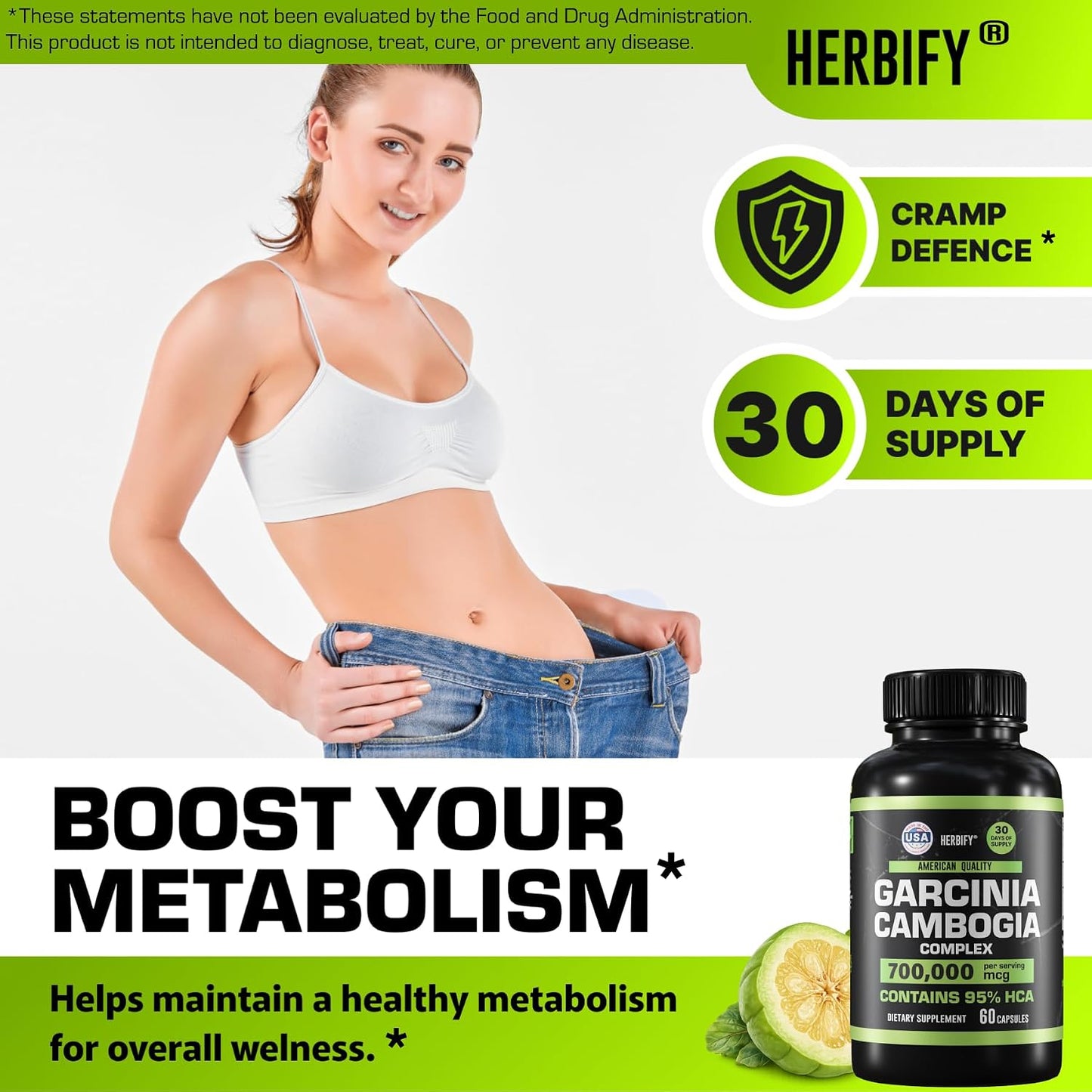 Garcinia Cambogia Wellness Support Supplement for Women & Men - Herbal Extract with Antioxidant Properties - Energy Booster for Daily Vitality and Digestive Support - 60 Count
