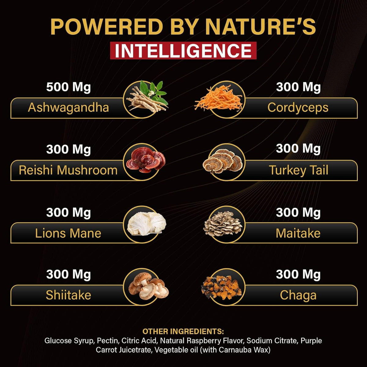 BrainRevive Lion's Mane Mushroom Gummies for Adults - Brain Supplement Gummies for Memory and Focus, Nootropic Brain Health, Ashwagandha, Reishi, Cordyceps, Vegan, 60 Count