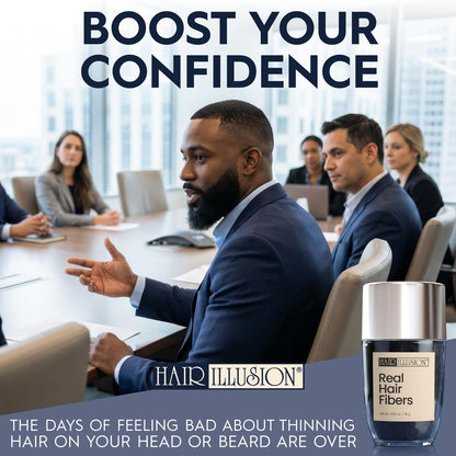 Hair Illusion 100% Natural Human Hair Fibers Not Synthetic for Men and Women, Premium Hair Building Formulation, Large, 38 g Bottle, Jet Black