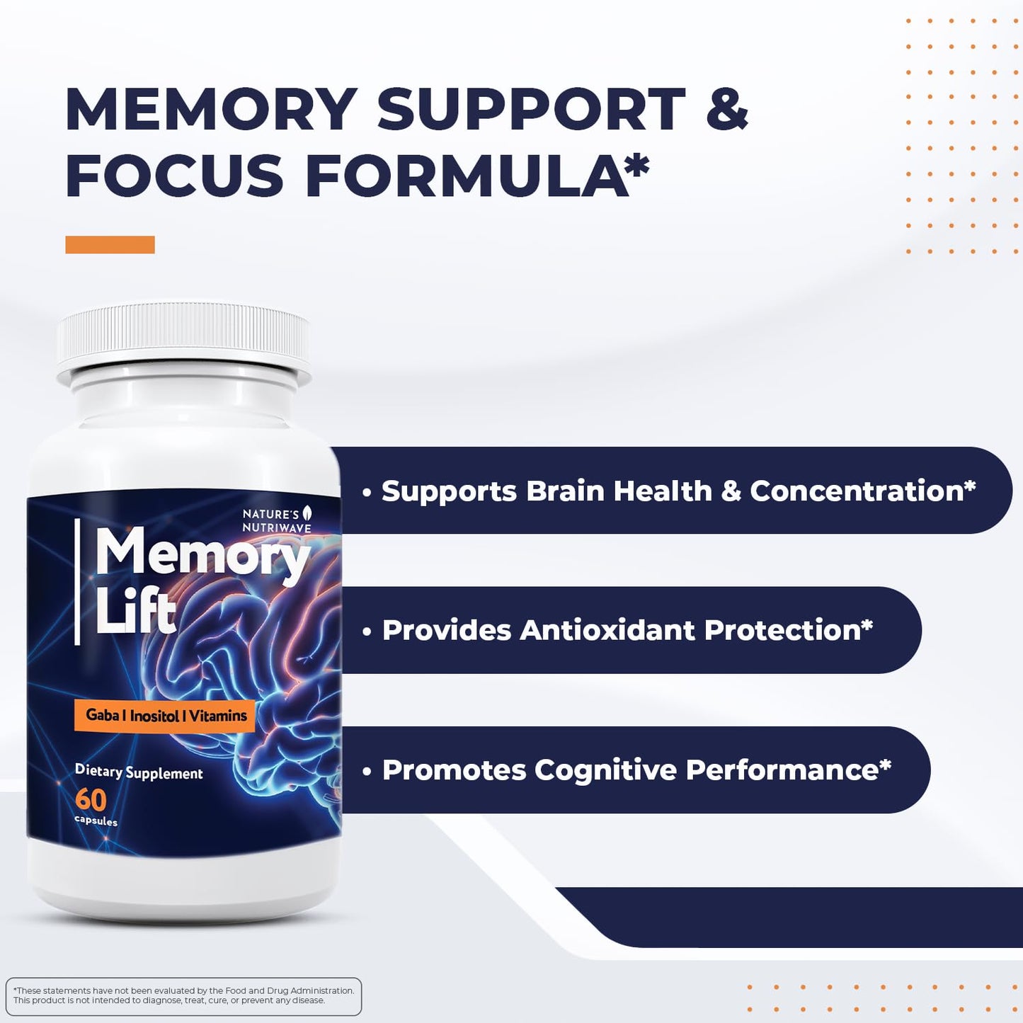 Memory Lift – Vitamins A, C, D, E & B-Complex – 60 Ct, 1 Month Supply | Also includes Choline with Vitamins A, C, D, E, B-Complex & Biotin | Non-GMO, GMP-Certified, Vegetarian