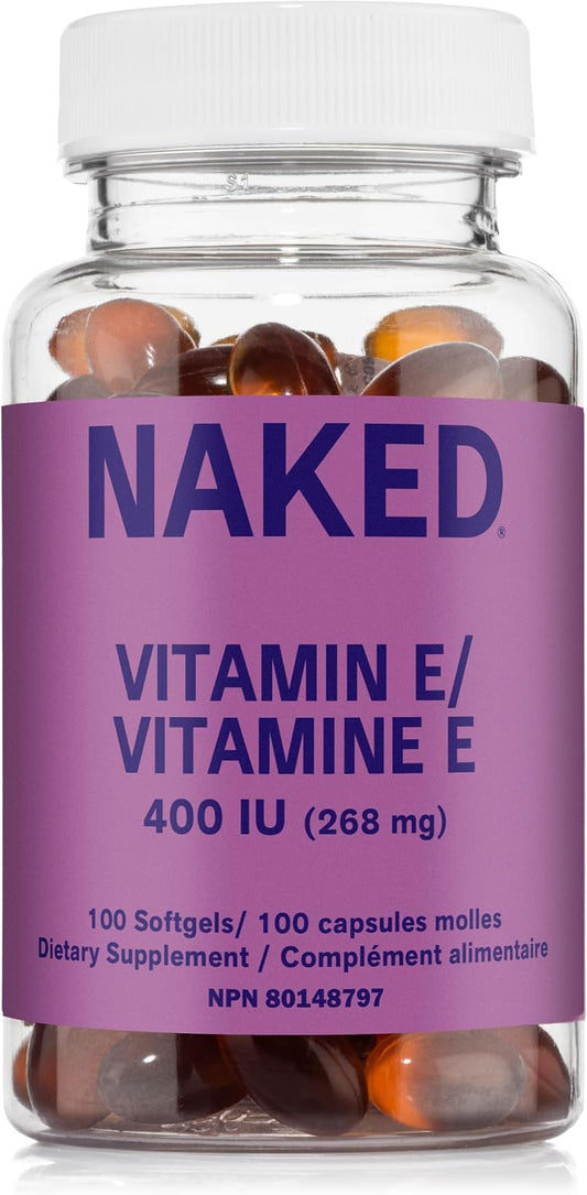 Naked Vitamin E 400 IU – Natural Vitamin E Supplement with Mixed Tocopherols for Antioxidant Support and Skin Health – 100 Softgels