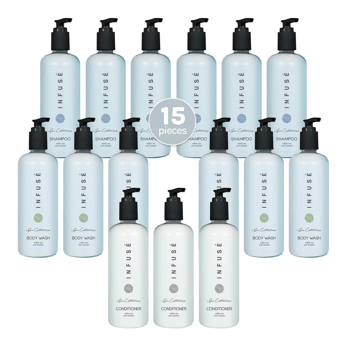 1-Shoppe Aquavera 15 Piece Ecobox All-In-Kit | White Tea and Coconut Soap | 6 Shampoo