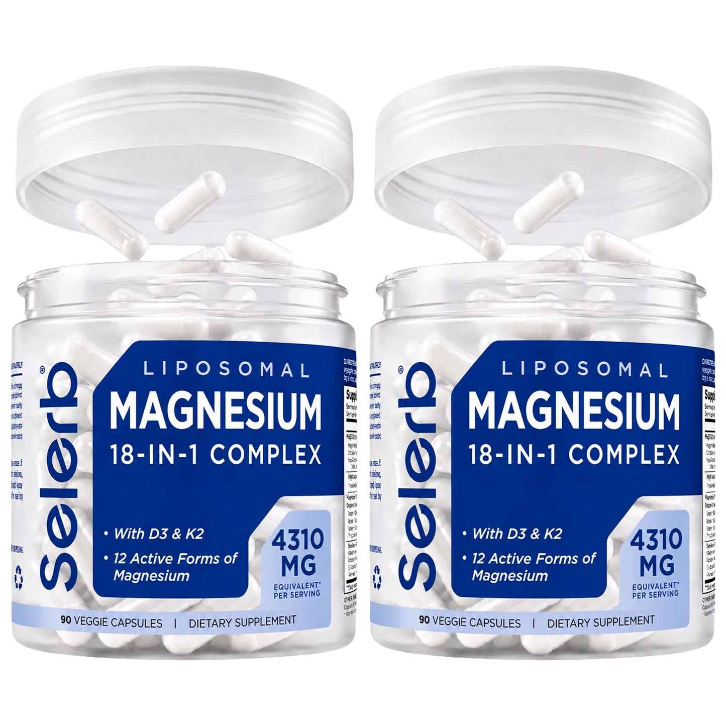 18 in 1 Magnesium Complex for Women and Men | Liposomal Magnesium Supplement with Glycinate, Citrate, Malate, Taurate, D3 & K2 | High Absorption for Muscle, Sleep, Bone, Nerve Support | 90 Capsules