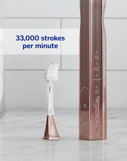 Supersmile Zina45 Deluxe Sonic Pulse Toothbrush, Rose Gold, Rechargeable