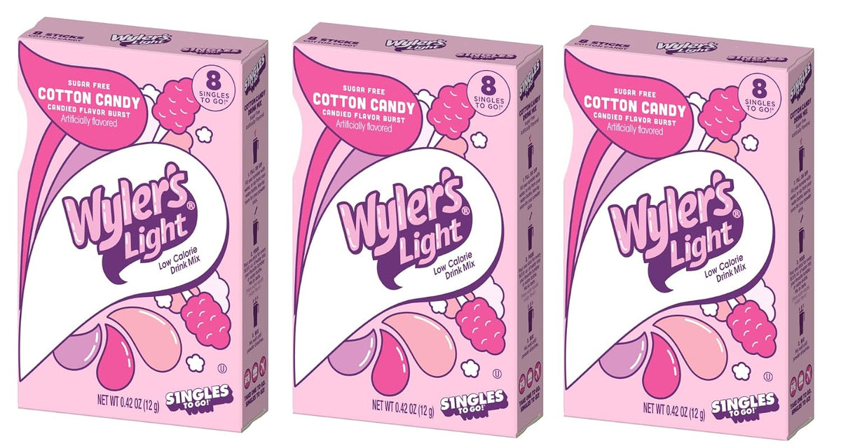 Wyler's Light Cotton Candy Singles To Go Drink Mix - 8 CT, Pack of 3
