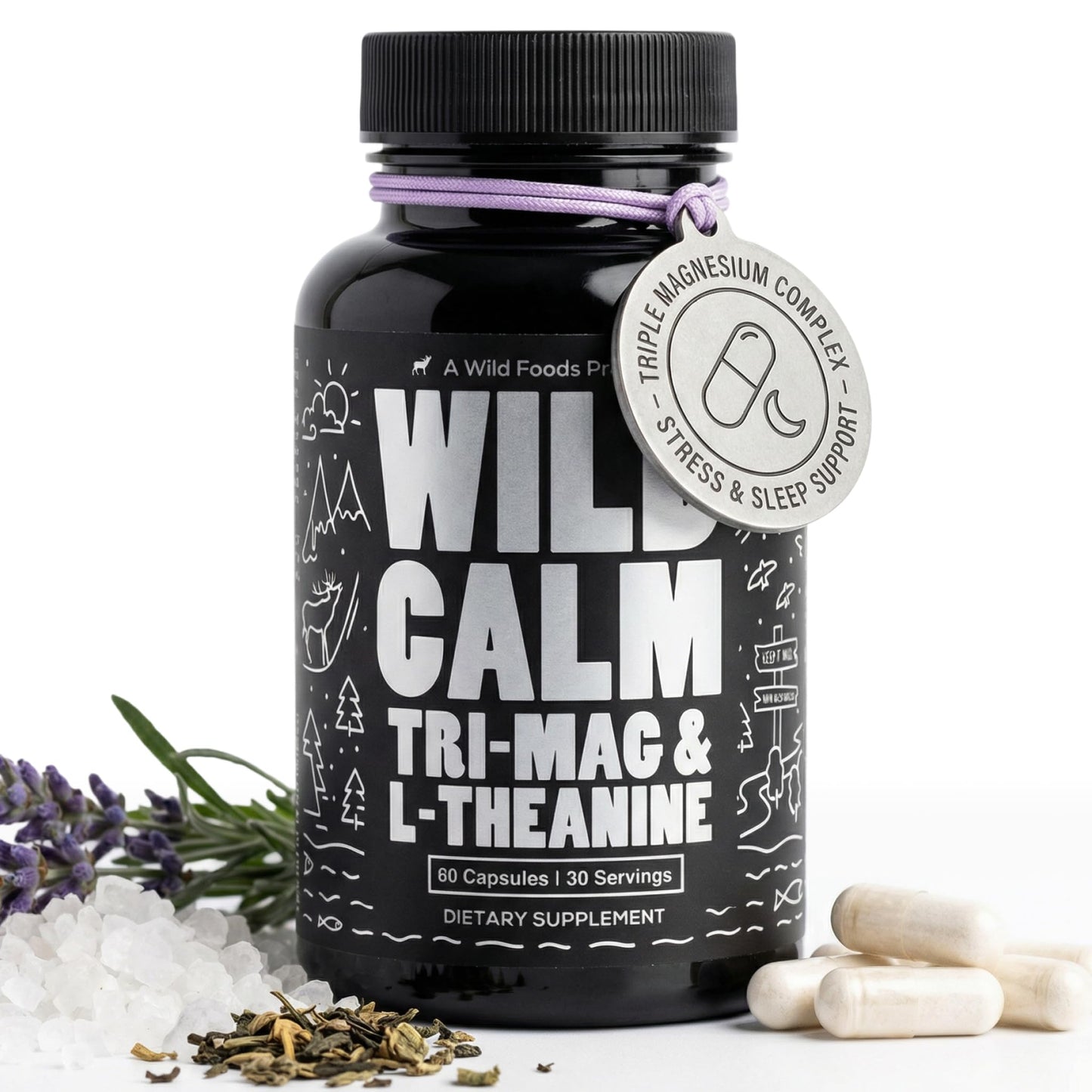Wild Foods Magnesium Complex Supplement with 7X Forms, 90 Capsules | High Absorption, Full Spectrum, Easy Digestion | 500mg Glycinate, Bisglycinate, Malate, Orotate, Citrate, Taurate