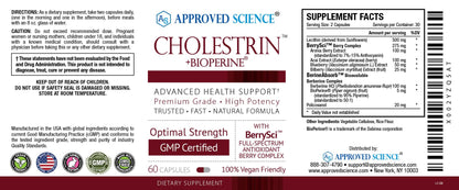 Approved Science Cholestrin - Lipid Level Support - Antioxidants, Lecithin, Berberine HCL, Berries, BioPerine - 60 Capsules - Pack of 3
