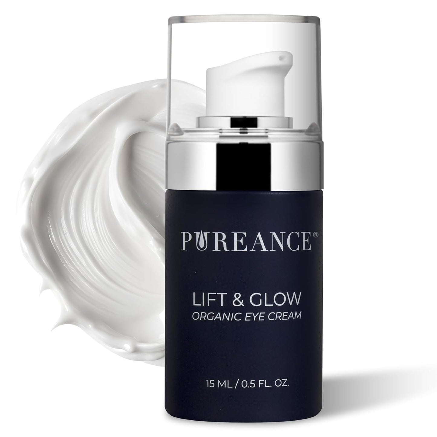 PUREANCE Lift & Glow Organic Eye Cream for Dark Circles & Puffiness | Anti Aging Eye Cream for Wrinkles - Reduces Dark Circles & Under Eye Bags - Kakadu Plum, Coconut Oil, Spirulina - 1 Fl Oz