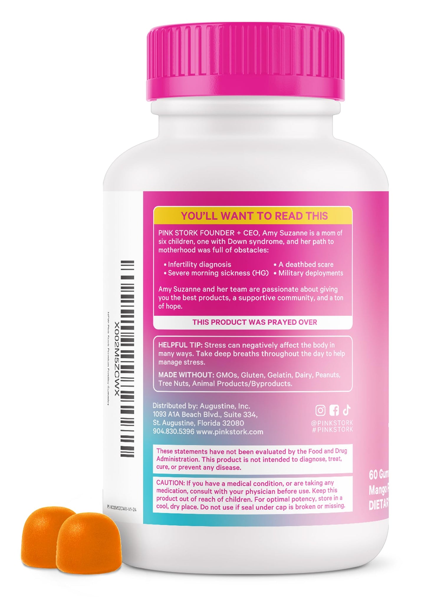 Pink Stork Fertility Gummies for Women, 60 Count | CoQ10, Myo-Inositol, Methylated Folate, Hormone Balance Support, OBGYN-Formulated