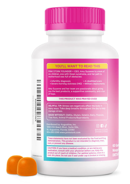 Pink Stork Fertility Gummies for Women, 60 Count | CoQ10, Myo-Inositol, Methylated Folate, Hormone Balance Support, OBGYN-Formulated