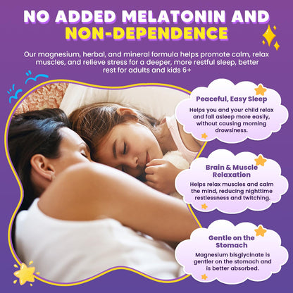 Magnesium Glycinate Gummies 400/200mg for Kids & Adults, NO Melatonin Sleep Aid Magnesium Supplement Gummies with Chamomile, Lavender, L-Theanine & GABA, B6, D3 & K2 for Bone, Relax, Immune Support