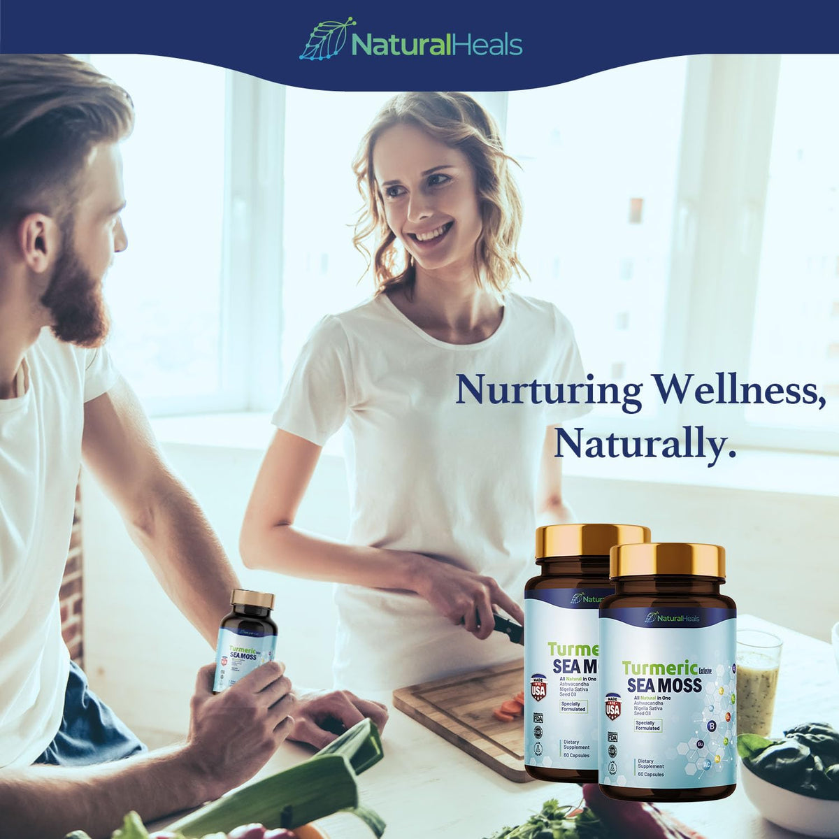 Natural Heals Sea Moss 3000mg: Black Seed Oil 2000mg Ashwagandha 1000mg Turmeric
