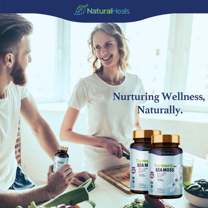 Natural Heals Sea Moss 3000mg: Black Seed Oil 2000mg Ashwagandha 1000mg Turmeric