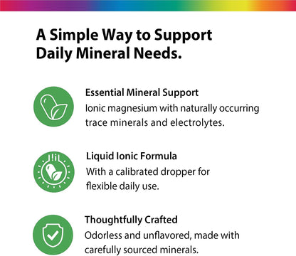 Rainbow Light Ionic Magnesium Liquid | 4 Fl Oz | Trace Mineral Complex + Electrolytes | Odorless & Unflavored | Vegan, Non-GMO & Gluten Free Supplement