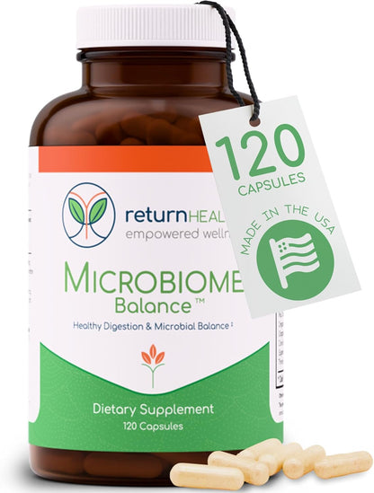 Microbiome Balance – Gut Health Supplement for Women and Men with Monolaurin & Caprylic Acid – Supports Digestive Wellness & Healthy Gut Environment – 120 Capsules