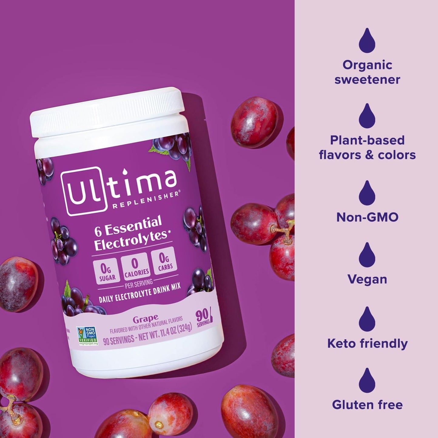 Ultima Replenisher Electrolyte Powder Drink Mix Bundle – Sugar Free – Lemonade and Grape, 90 Servings – Hydration Powder - 6 Key Electrolytes and Trace Minerals – Keto Friendly, Non-GMO