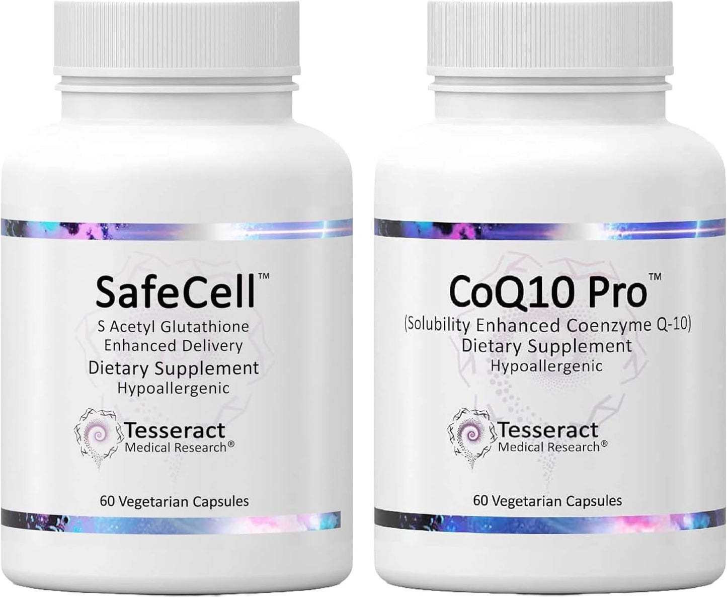 Tesseract Medical Research Master Antioxidant and Vitality Bundle, Glutathione Supplement for Neurological Support and Muscle Health, Hypoallergenic Formula