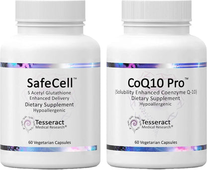Tesseract Medical Research Master Antioxidant and Vitality Bundle, Glutathione Supplement for Neurological Support and Muscle Health, Hypoallergenic Formula
