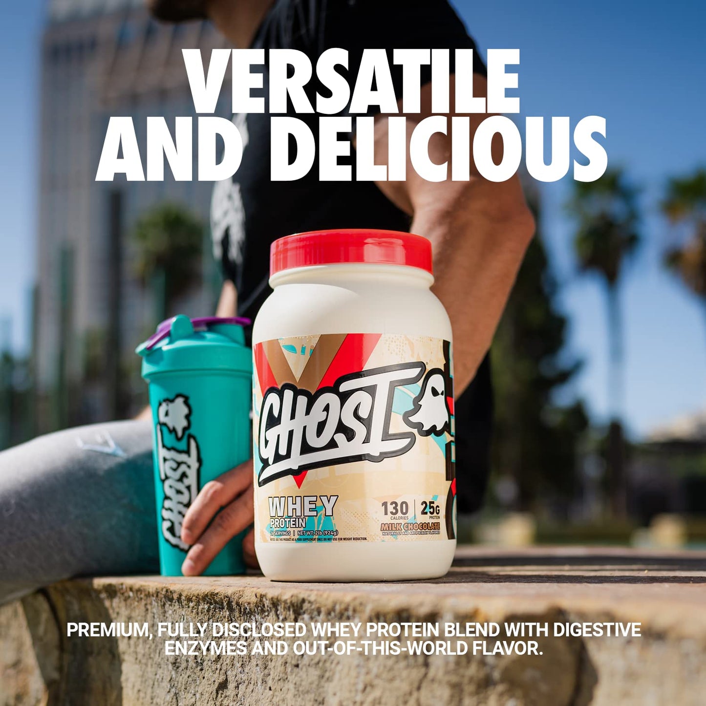 GHOST Whey Protein Powder, Cinnabon - 2LB, 25G of Protein - Cinnamon Roll Flavored Isolate, Concentrate & Hydrolyzed Whey Protein Blend - Post Workout Shakes - Soy & Gluten Free
