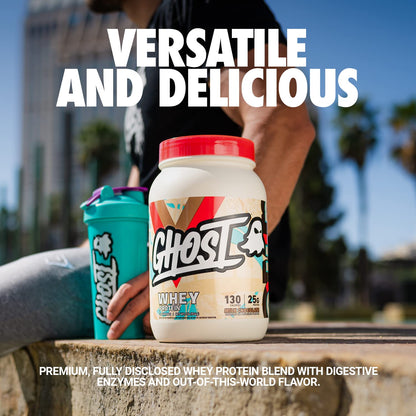 GHOST Whey Protein Powder, Cinnabon - 2LB, 25G of Protein - Cinnamon Roll Flavored Isolate, Concentrate & Hydrolyzed Whey Protein Blend - Post Workout Shakes - Soy & Gluten Free