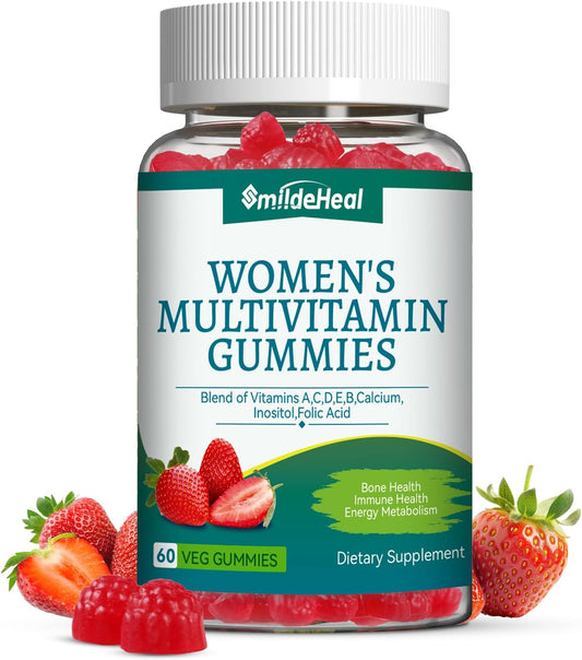 Women's Multivitamin Gummies, Vitamins A, C, D3, E, K, B12, Calcium, Biotin, Folic Acid, Inositol, Multivitamin for Women for Daily Nutritional Support, 30 Day Supply - 60 Count