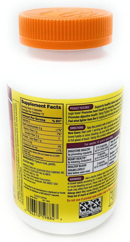 Fiber Capsules Kirkland Therapy for Regularity/Fiber Supplement, 360 capsules - Compare to the Active Ingredient in Metamucil Capsules