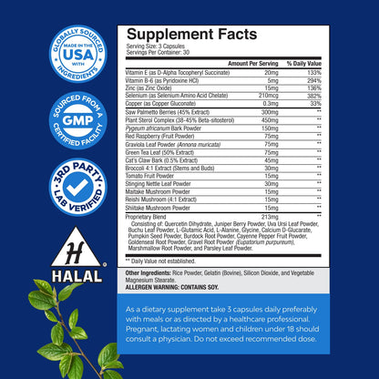 Herbal Prostate Supplement for Men - Potent Pygeum and Saw Palmetto Extract for Urinary Tract Support - Prostate Health Blend with Beta Sitosterol & Green Tea - Nighttime Comfort Support - 90 Count