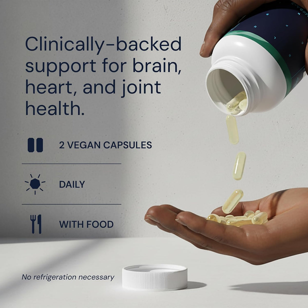 Blueprint Bryan Johnson Omega-3 - Vegan Algae Omega 3 Supplement with EPA/DHA - 800mg Plant-Based for Brain, Heart & Joint Support - High Absorption Triglyceride Form - 1:1 EPA/DHA