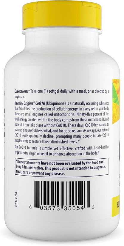 Healthy Origins CoQ10 600 mg, Kaneka Q10, 60 Softgels