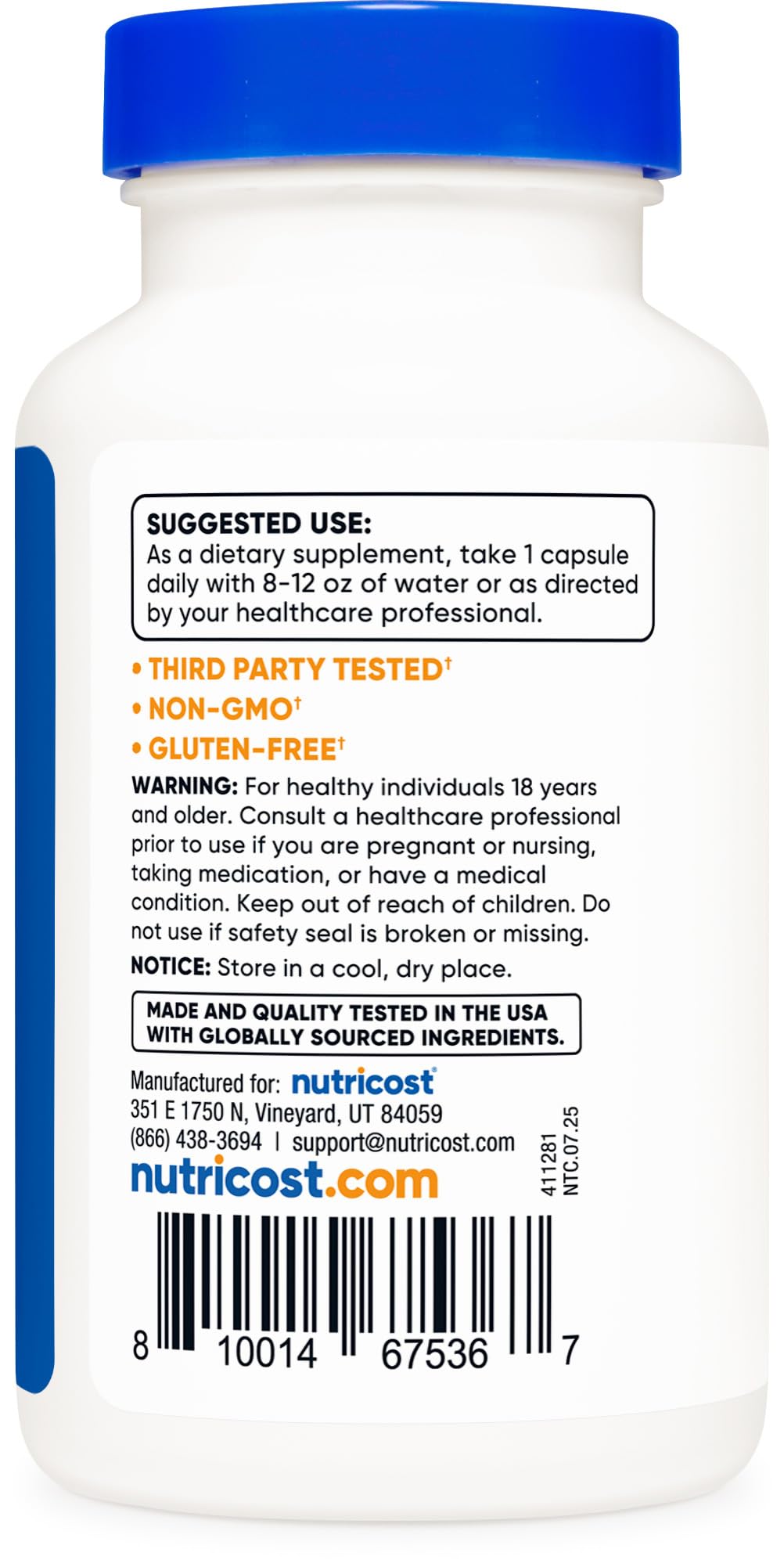 Nutricost N-Acetyl L-Cysteine (NAC) 600mg, 180 Capsules | GMO-Free And Gluten Free