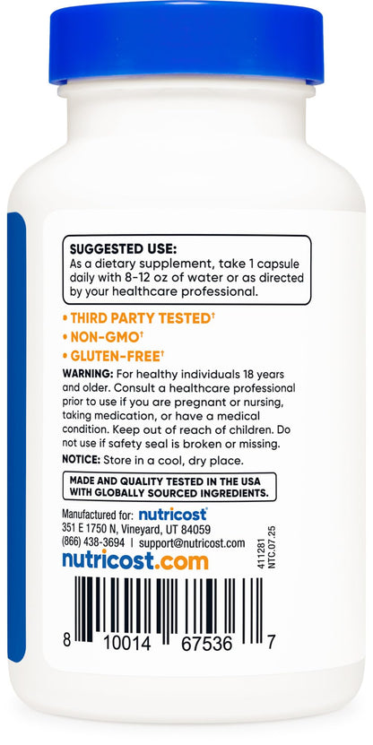 Nutricost N-Acetyl L-Cysteine (NAC) 600mg, 180 Capsules | GMO-Free And Gluten Free