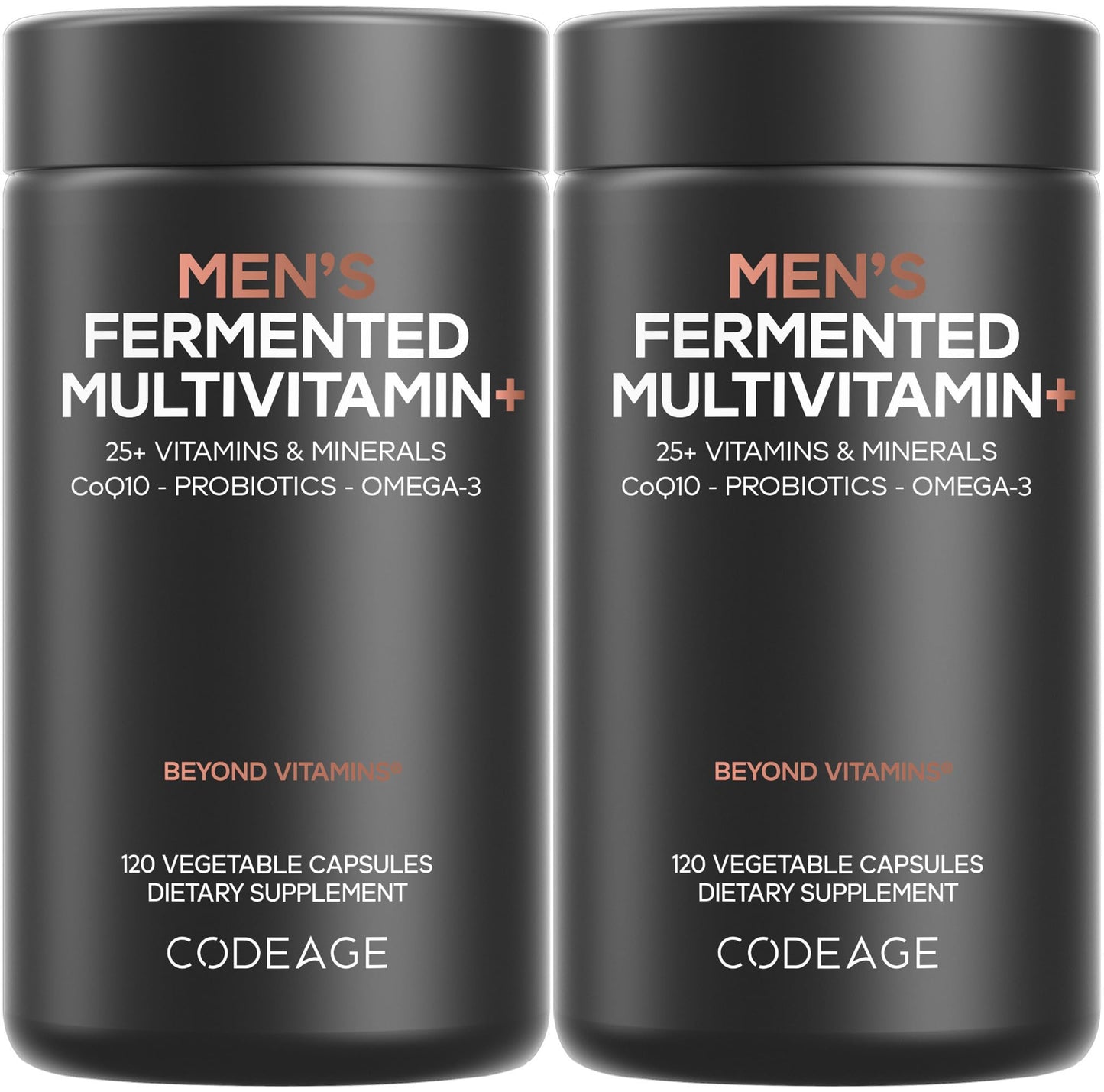 Codeage Men’s Daily Multivitamin – 25+ Essential Vitamins & Minerals, Organic Whole Foods, Probiotics, Omega-3, Zinc, Vitamins A, B, C, D, E & K – 120 Capsules