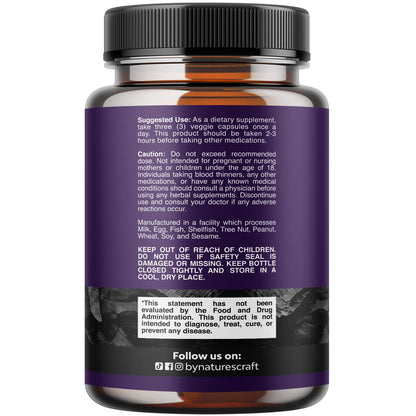 Natures Craft Activated Charcoal Pills Detox & Cleanse - Purifying Coconut Capsules with 1200 mg Per Serving for Bloating Relief - Active Detox Supplement for Body & Gut Health -180 Count