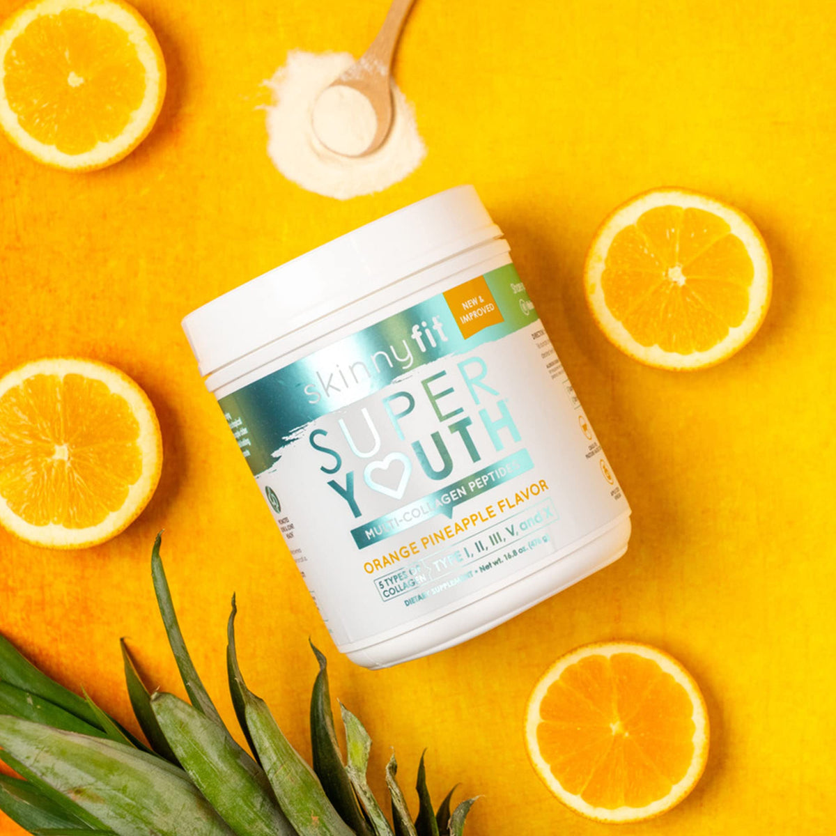 SkinnyFit Super Youth Orange Pineapple Multi-Collagen Peptides Plus Apple Cider Vinegar