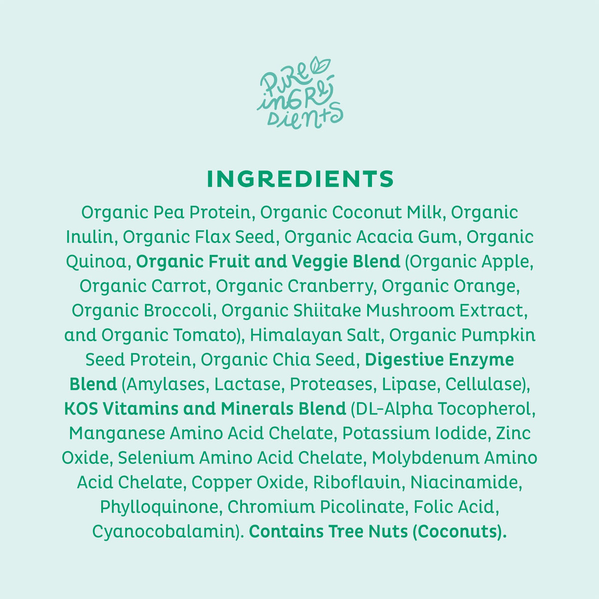 KOS Vegan Protein Powder, Unflavored & Unsweetened - Low Carb Pea Protein Blend