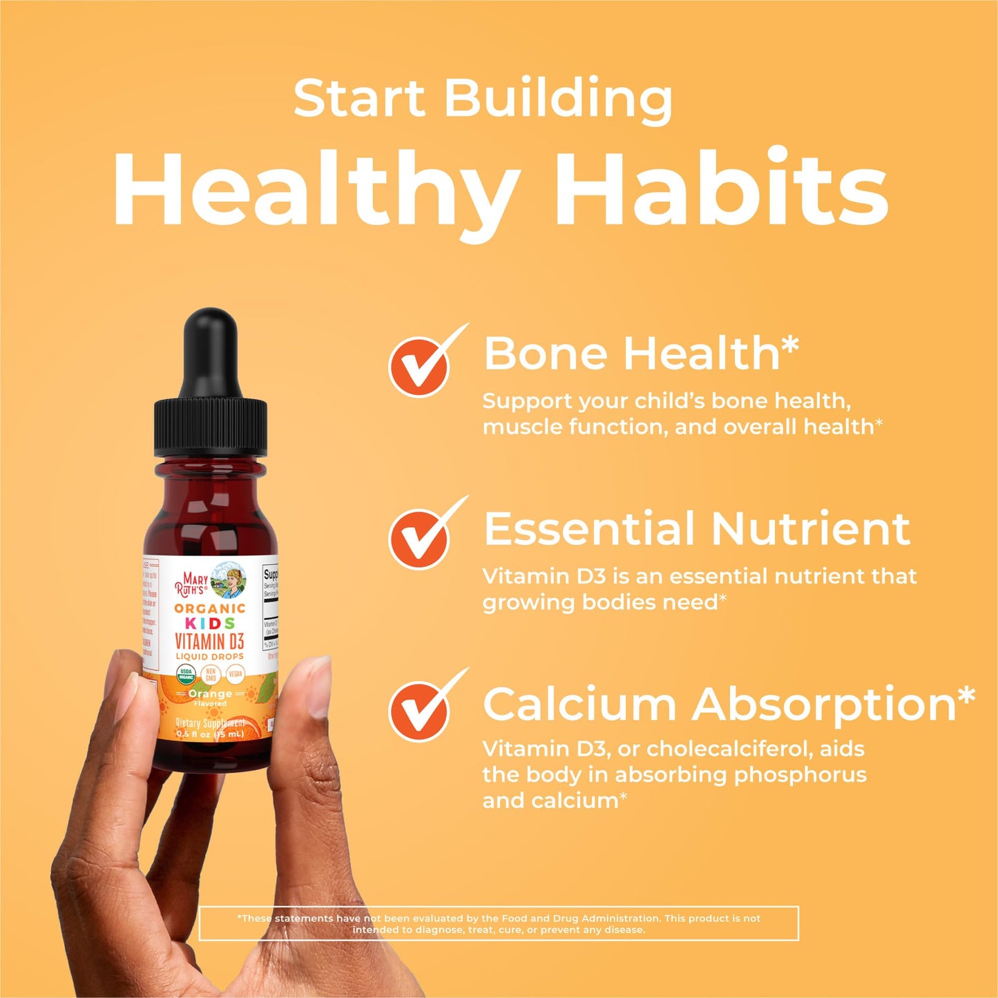 MARYRUTH'S Vitamin D3 Liquid Drops | Megadose 4000 IU | USDA Organic Liquid Vitamin D Spray for Adults & Kids | Immune Support & Bone Health | Vegan | Gluten Free | Non-GMO | 30 Servings