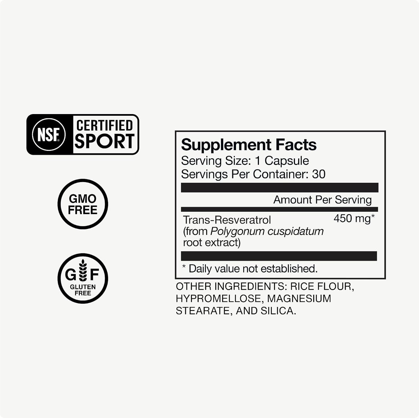 Momentous Resveratrol Supplement 450 mg - Trans-Resveratrol for Healthy Aging, Brain, & Heart Support - NSF Certified for Sport - GMO- & Gluten-Free - 30 Servings
