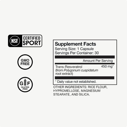 Momentous Resveratrol Supplement 450 mg - Trans-Resveratrol for Healthy Aging, Brain, & Heart Support - NSF Certified for Sport - GMO- & Gluten-Free - 30 Servings