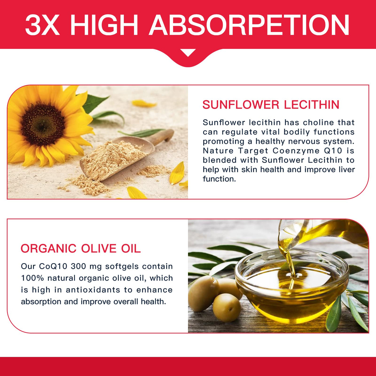 NATURE TARGET CoQ10-300mg-Softgels + PQQ with Organic-Olive-Oil - High Absorption
