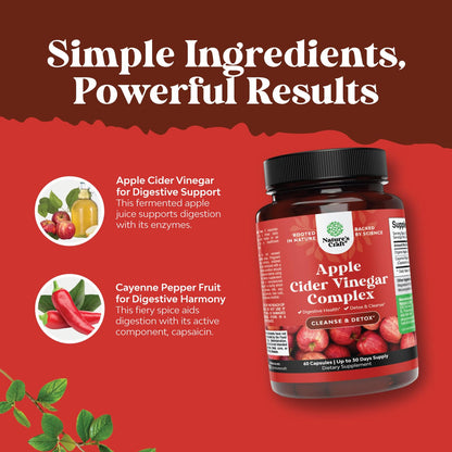 Potent Apple Cider Vinegar Capsules – ACV Pills Nutritional Supplements for Digestive
