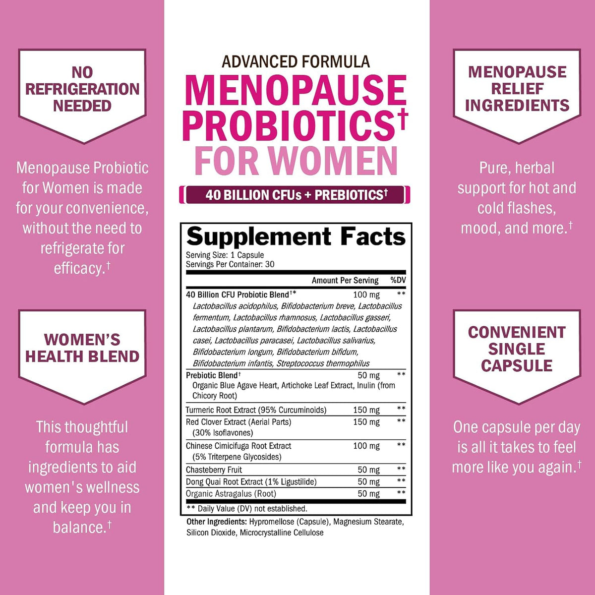 Menopause Supplements for Women - 40B CFU Menopause Probiotics for Women