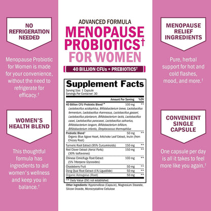 Menopause Supplements for Women - 40B CFU Menopause Probiotics for Women