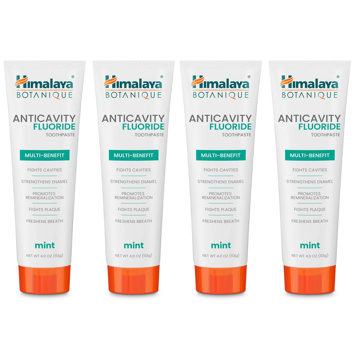 Himalaya Botanique Anticavity Fluoride Toothpaste, Fluoride with Multi-Benefit Support, Fights Cavities, Strengthens Enamel, Promotes Remineralization, Mint Flavor, 4 oz.