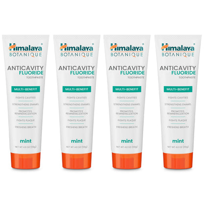 Himalaya Botanique Anticavity Fluoride Toothpaste, Fluoride with Multi-Benefit Support, Fights Cavities, Strengthens Enamel, Promotes Remineralization, Mint Flavor, 4 oz.